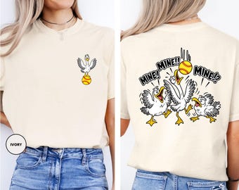 Funny Softball Seagull Shirt Mine Mine Mine Softball Mom Shirt Funny Softball Team Tee Softball Player Gift Two Sided Seagull Tee
