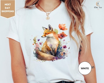 Camiseta de zorro silvestre, camiseta Forestcore, camiseta de bosque botánico, camiseta de regalo para amantes de los zorros, camiseta de zorro, camiseta de jardinero, camiseta de granjero, camiseta de animales
