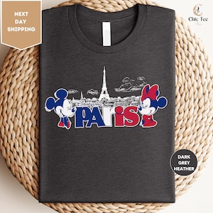 Maglietta di Topolino con la Torre Eiffel, maglietta di Topolino e Minnie Disneyland Paris, maglietta con le orecchie di Topolino, maglietta Disney con la Torre Eiffel a Parigi, maglietta regalo per un viaggio a Disney