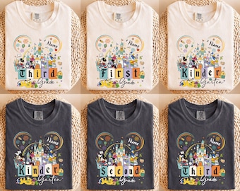 Personalized Back to school 2026 shirt, Hello Kindergarten First Grade Second Grade Student & Teacher shirt, Mickey friends shirts