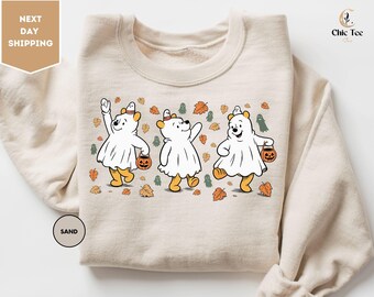 Retro-Puuh-Geist-Halloween-Sweatshirt, Winnie-Puuh-Halloween-Sweatshirt, Grusel-Sweatshirt, Puuh-Sweatshirt, süßes Herbst-Sweatshirt