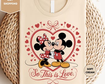 So This Is Love Valentine Shirt, Cute Cartoon Couple T Shirt, Heart Graphic Tee, Romantic Gift Shirt, Anniversary Valentine Tee