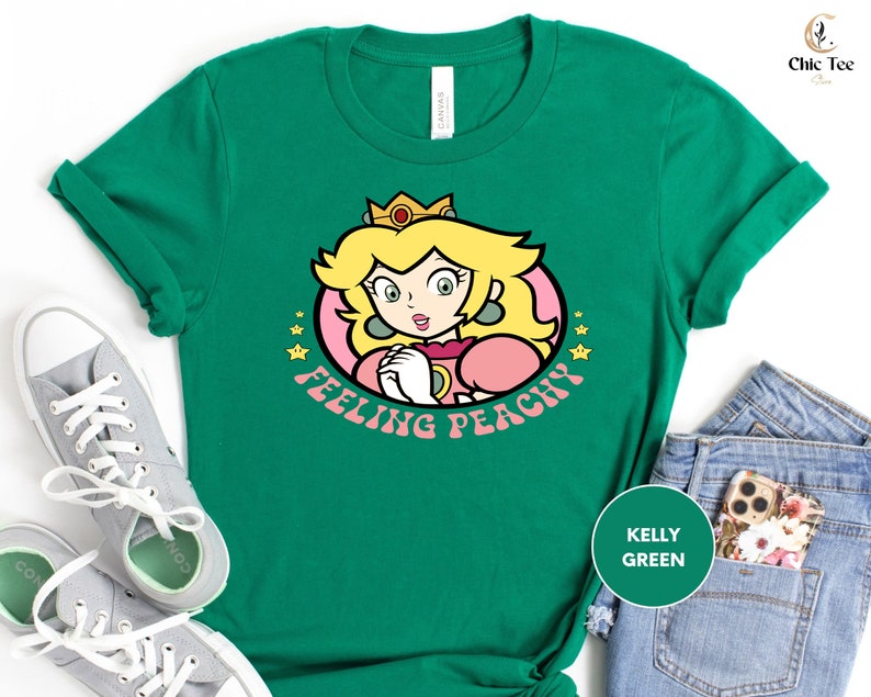 Cute Princess Peach Shirt, Princess Peach, Feeling Peachy Shirt, Kids Birthday Gift For Her image 3