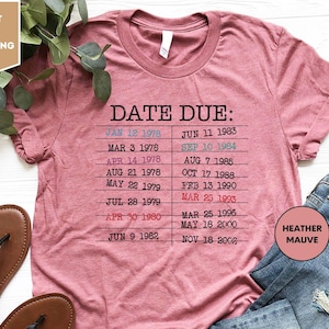 Chemise date limite de livraison pour carte de bibliothèque, chemise carte de bibliothèque, chemise amoureux des livres, chemise carte date limite de départ bibliothèque, chemise amateur de lecture, cadeau enseignant