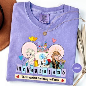 Custom Frozen Birthday Shirt, Princess Elsa Personalized Birthday Tee, Anna Birthday Kids Gift, Disneyland Trip Tee, Magic Kingdom Shirt immagine 3