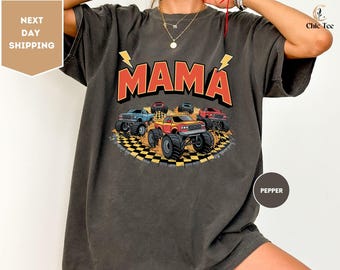 Comfort Colors Monster Truck Mama Shirt, Pregnant Mom Shirt, Monster Truck Shirt, Boy Birthday Party Shirt, New Mom Shirt, Baby Shower Gift