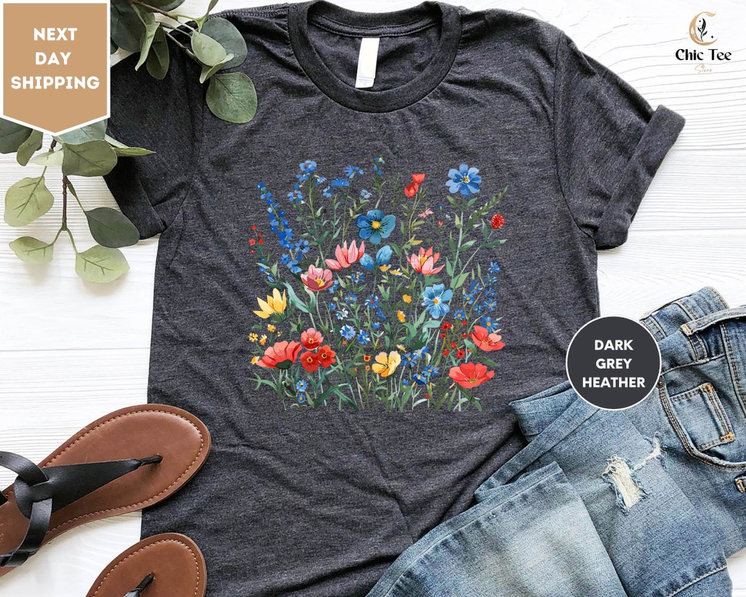 Boho Wildflowers Vintage Inspired T-shirt, Boho Flowers Shirt ...