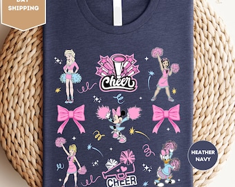 Disney Cheerleader Watercolor Coquette Bows T-shirt, Minnie Daisy Disney Princess In My Cheerleader Era Shirt, Disneyland Birthday Girl Trip