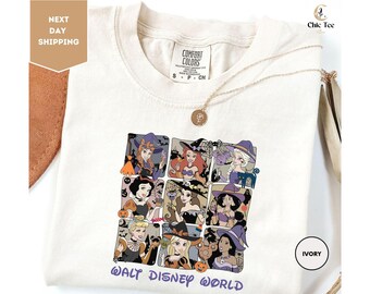 Comfort Colors Walt Disney World Halloween Princess Witches T-Shirt, Mickey's Not So Scary Halloween Shirt, Disney Princess Witches Shirt