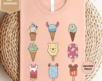 Disney Ice Cream Shirt, Magic Kingdom Shirt, Disney Winnie The Pooh T-Shirt, Disney Mickey Mouse Ice Cream Tee, Disney Gift Shirt for Kids