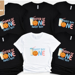 Sweet One 1st Family Shirts, Cookies and Milk Party Shirt, Sweet One Family Matching 1st Birthday Shirt, Milk and Cookie Theme Birthday Tee