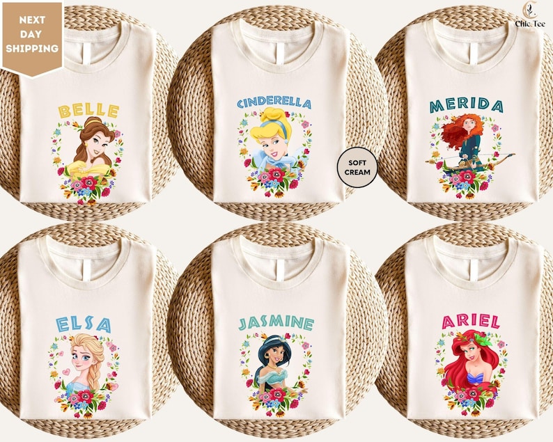 a group of t - shirts with princesses on them