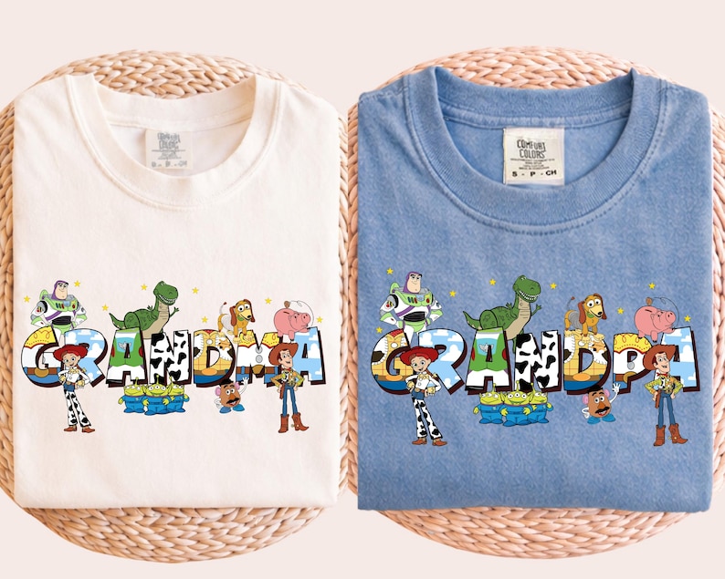 Toy Story Grandma Grandpa Shirt, Toy Story Birthday Tee, Family Toy Story Matching Birthday Shirts, Couple Shirts image 2