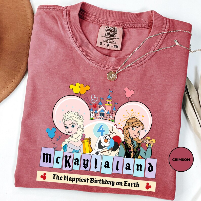 Custom Frozen Birthday Shirt, Princess Elsa Personalized Birthday Tee, Anna Birthday Kids Gift, Disneyland Trip Tee, Magic Kingdom Shirt immagine 2