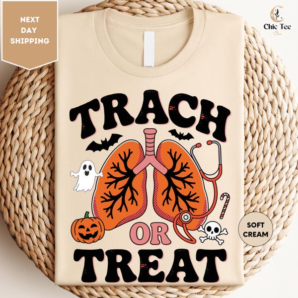 Respiratory Therapist Halloween Shirt, Trach Or Treat Shirt, Halloween RT Shirt, Halloween Picu Shirt, Fall Shirt, Halloween Gift For Nurse