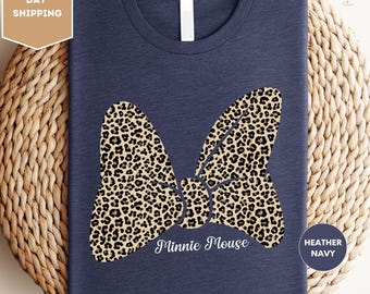 Leopard Minnie Mouse Bow Shirt, Minnie Mouse T-Shirt, Disney Mom Shirt, Disney Mama T-shirt, Disney Vacation Tee, Gift for Women