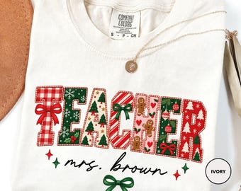 Teacher Christmas Shirt Christmas Teacher Shirt Retro Teacher Tshirt Teacher Clothes Teaching Team Shirt Holiday Apparel Party Shirt