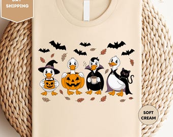 Cute Halloween Duck Shirt, Funny Goose Pumpkin Ghost Shirt, Witch Duck Fall Shirt, Spooky Season Shirt, Duck Halloween Costume Shirt