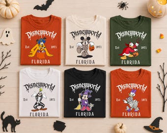 Retro Disney Family Halloween Shirt, Disneyworld Florida Halloween Party Group Tees, Disneyland All Characters T-Shirt, Halloween Trip Gift