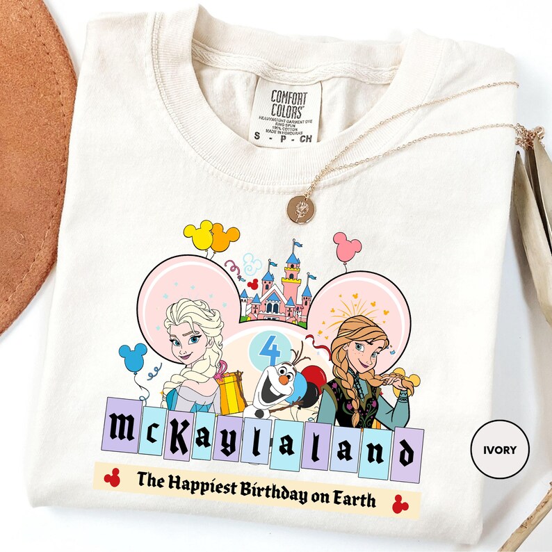 Custom Frozen Birthday Shirt, Princess Elsa Personalized Birthday Tee, Anna Birthday Kids Gift, Disneyland Trip Tee, Magic Kingdom Shirt immagine 4