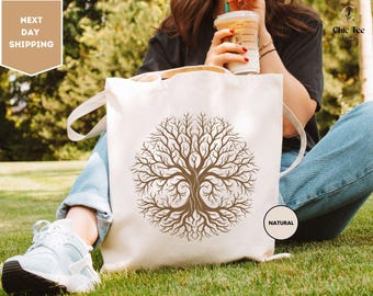 Tree Tote Bag, Tote Bag, Pine Tree Shoulder Bag, Nature Lover Tote Bag, Tree Bag, Camping Tote Bag, Forest Bag, Cute Tote Bag Gift