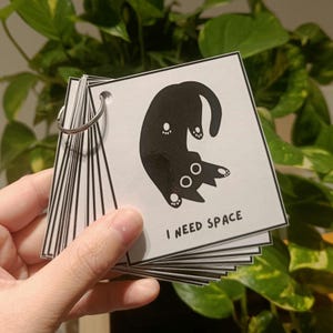 Autism Communication Cards for Meltdowns, Sensory Overload, ADHD, Emotional Support and Regulation | Black Cats DIY Printable Nonverbal Aid