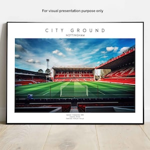 The City Ground Print, Nottingham Stadium Poster, Football Lovers, Soccer Wall Art