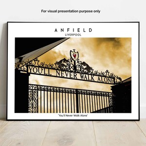 Anfield Poster Print - Liverpool Stadium Wall Art, YNWA Premier League Birthday Gift