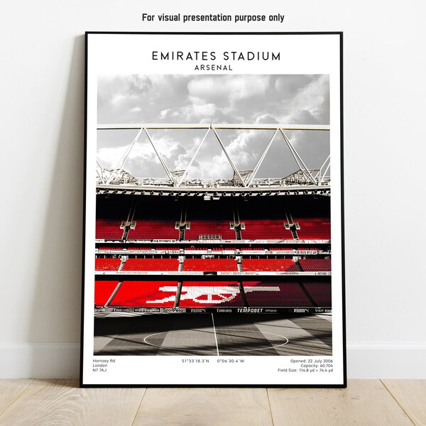 Emirates Stadium Poster Print - Arsenal Football Art for Fans, Soccer Gift