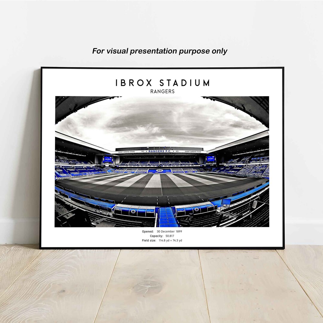 Ibrox Stadium Print, Glasgow Rangers Wall Art Print, Ibrox Stadium Wall