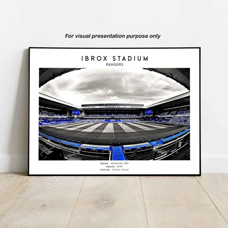 Ibrox Stadium Print, Glasgow Rangers Wall Art Print, Ibrox Stadium Wall