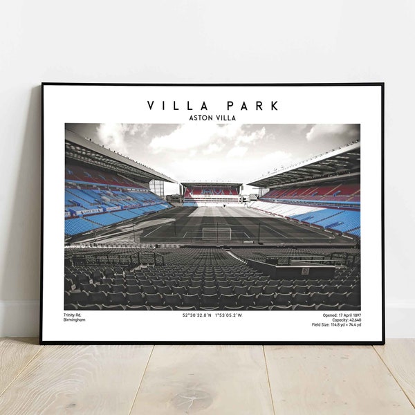 Aston Villa Stadion Druck | Villa Park Poster | Fußballfans | Geburtstagsgeschenk