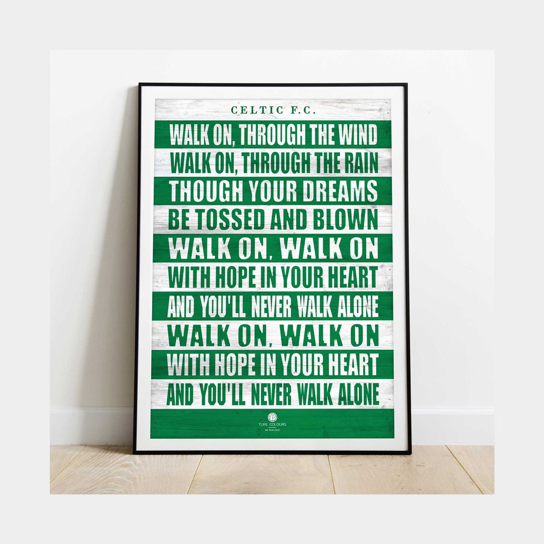 Celtic Song Lyrics Print, Celtic Wall Art, Celtic FC Football Gift