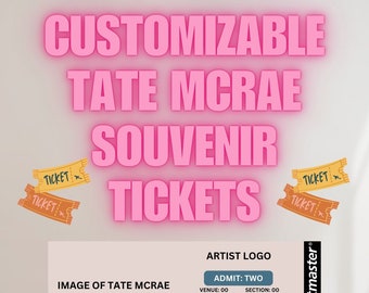 Tate Mcrae Think Later World Tour customizable souvenir tickets. Birthday ticket, concert ticket, souvenir ticket, event ticket,