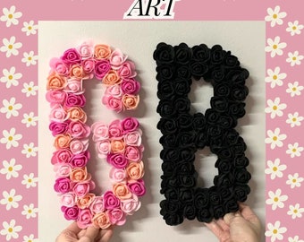 Signo de letra de madera signo de nombre personalizado decoración de vivero personalizado flores carta decoración de la pared letras de madera signos de madera arte de la pared letras del alfabeto de 9 cm