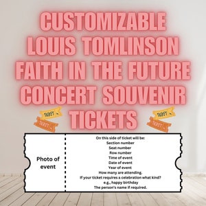 Unofficial Louis Tomlinson Faith in the future Souvenir tickets
