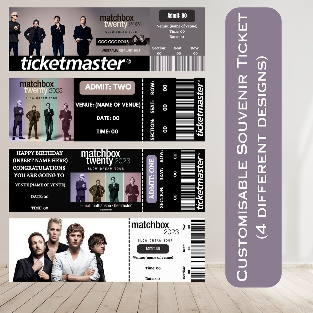 Unofficial Matchbox Twenty Slow Dream Tour Souvenir Tickets Etsy
