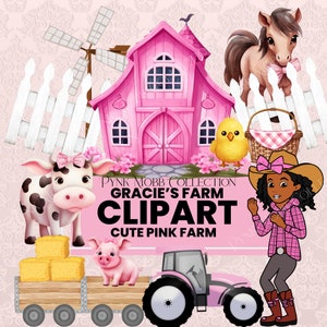 Ferme de Gracie Rose| Rodéo| Clipart de ferme mignon| Animaux de la ferme| Clipart numérique| Coin des grâces| Téléchargement instantané
