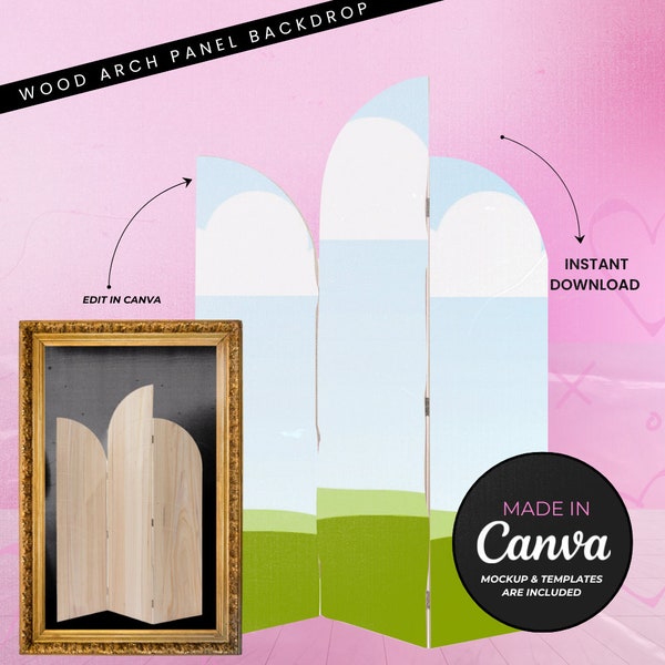 Wood Arched Panel Backdrop Mockup| | Design Template| Instant Download