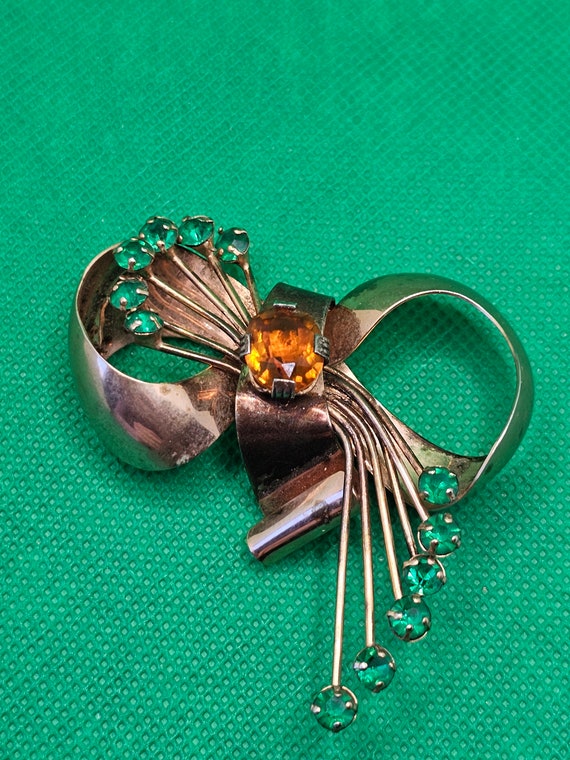 Vintage Sauterelle Criquet Argenté Pendentif Broche Insecte Cristal