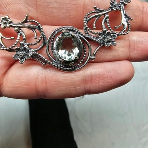 Vintage Silver Necklace with Prasiolite Stone