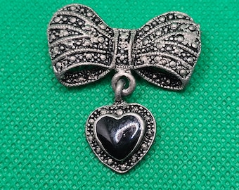 Beautiful 925 Marked Silver Heart Brooch