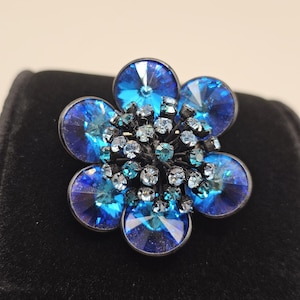 Wunderschöne Blaue Vintage Strass Brosche