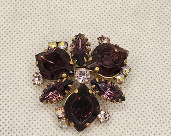 Gold Toned Vintage Signed Made in West Germany Brooch With AB Rinestones