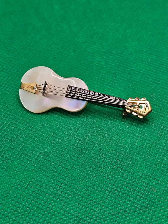 Darling Vintage Guitar Mother Of Peral Brooch