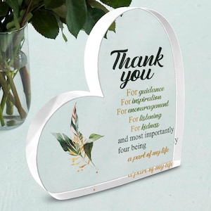 Personalized Acrylic Heart Shape Stand, Custom Flower Message Sign, Mothers Day Gift, Gift For Her, Gift For Mom, Birthday Gift, Floral Sign