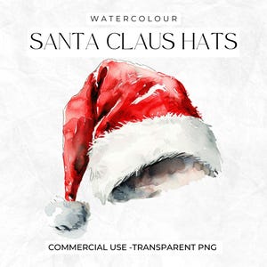 Aquarell Weihnachtsmannmützen Clipart, Weihnachtscliparts, rote Weihnachten PNG Bündel, Weihnachtsmann Clipart, gemütliche Weihnachten, frohe Weihnachten, kommerzielle Clipart