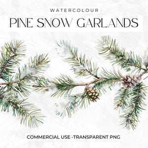 Aquarell Weihnachten Kieferngirlanden, Weihnachtsbaum Clipart, grüne Weihnachten PNG Bündel, Kiefernzapfen, gemütliche Weihnachten, Girlande, kommerzielle Clipart