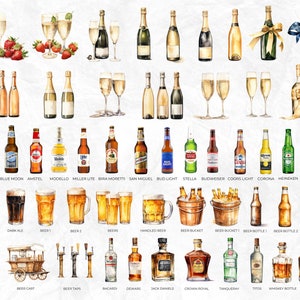 600 Watercolour Cocktail Clipart, Signature Cocktail, Alcohol Illustrations, Non Alcoholic Drinks, Beers Clipart, Beverage Clipart image 10