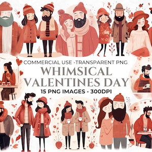 15 clipart de casais do dia dos namorados, dia dos namorados em aquarela, clipart romântico, amor PNG, cartão caprichoso do dia dos namorados, uso comercial